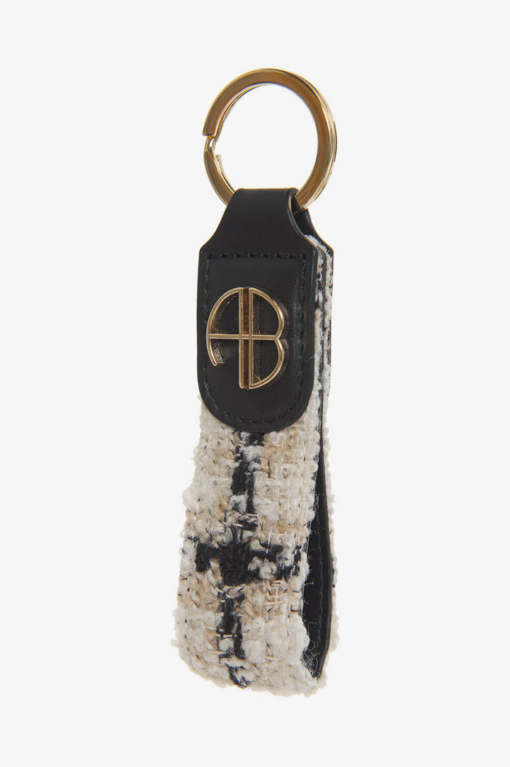 Anine Bing - AB Key Chain in Beige Plaid
