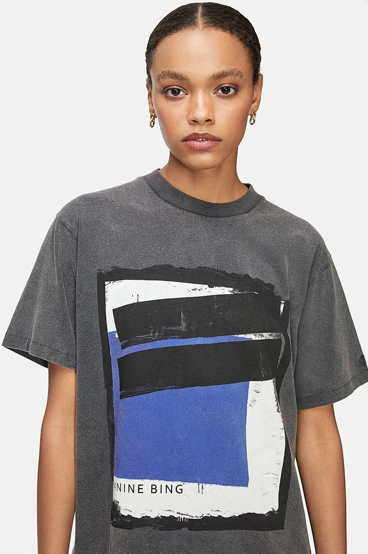 Anine Bing - Lili Tee Painting in Washed Black – Blond Genius
