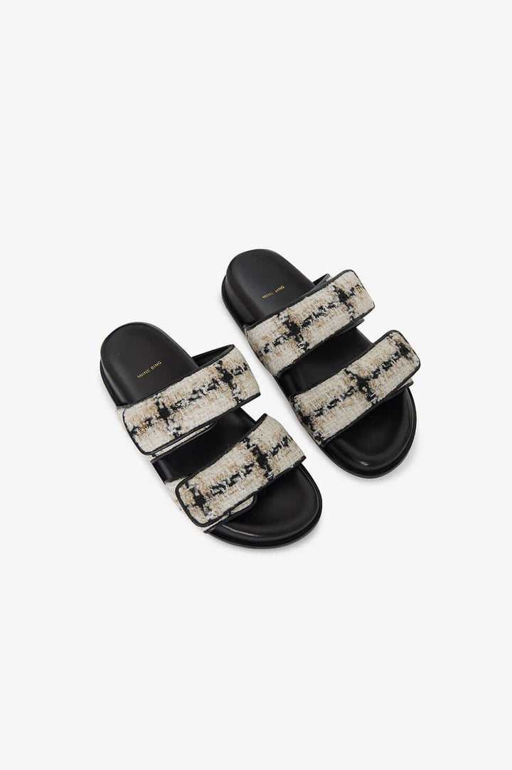 Anine Bing - Sid Sandals in Beige Plaid