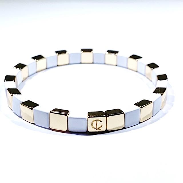 Caryn Lawn - Tiny Tile in White/Gold