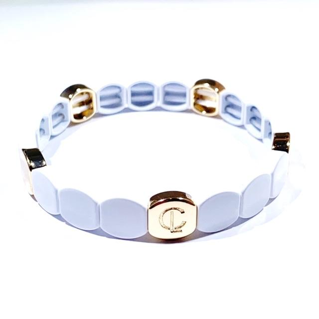 Caryn Lawn - Round Tile Bracelet in White