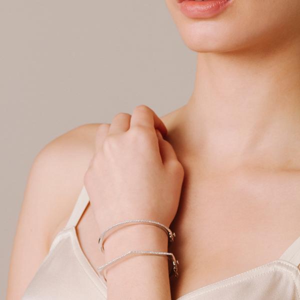 Adina Reyter - Pave Hexagon Bangle in Sterling Silver