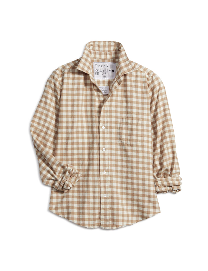 Frank & Eileen - Barry Woven Button Up in Camel Check