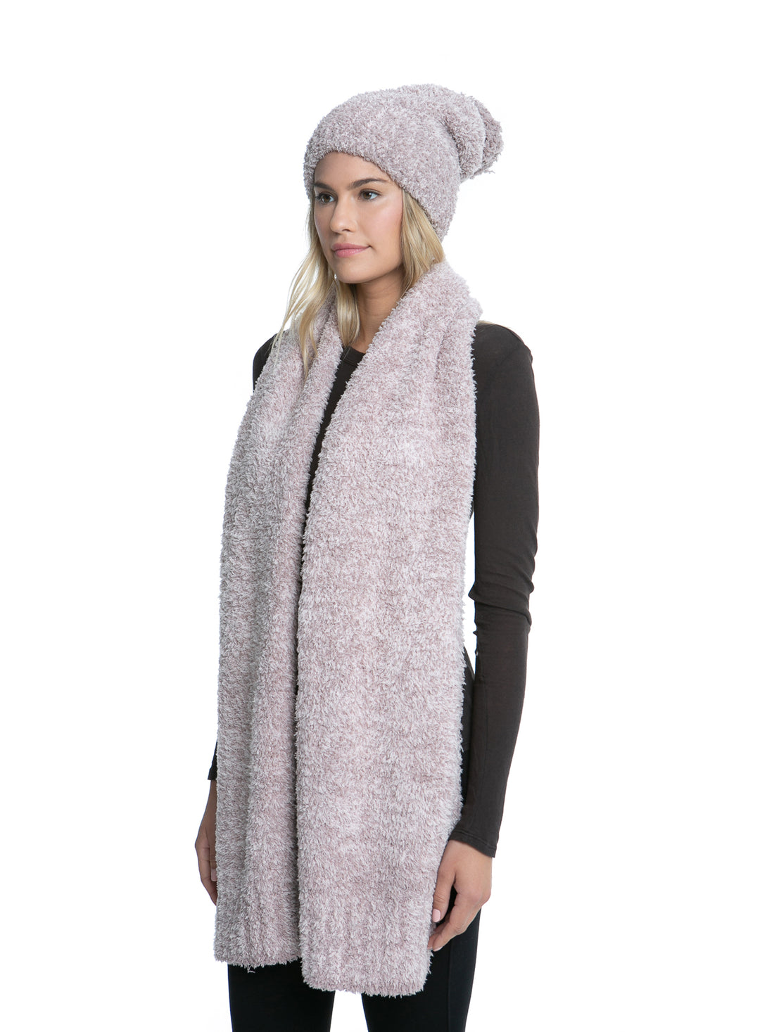 Barefoot Dreams - Cozychic Pom Pom Beanie Scarf Set in Vintage Rose Ballet Pink