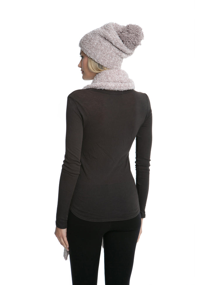 Barefoot Dreams - Cozychic Pom Pom Beanie Scarf Set in Vintage Rose Ballet Pink