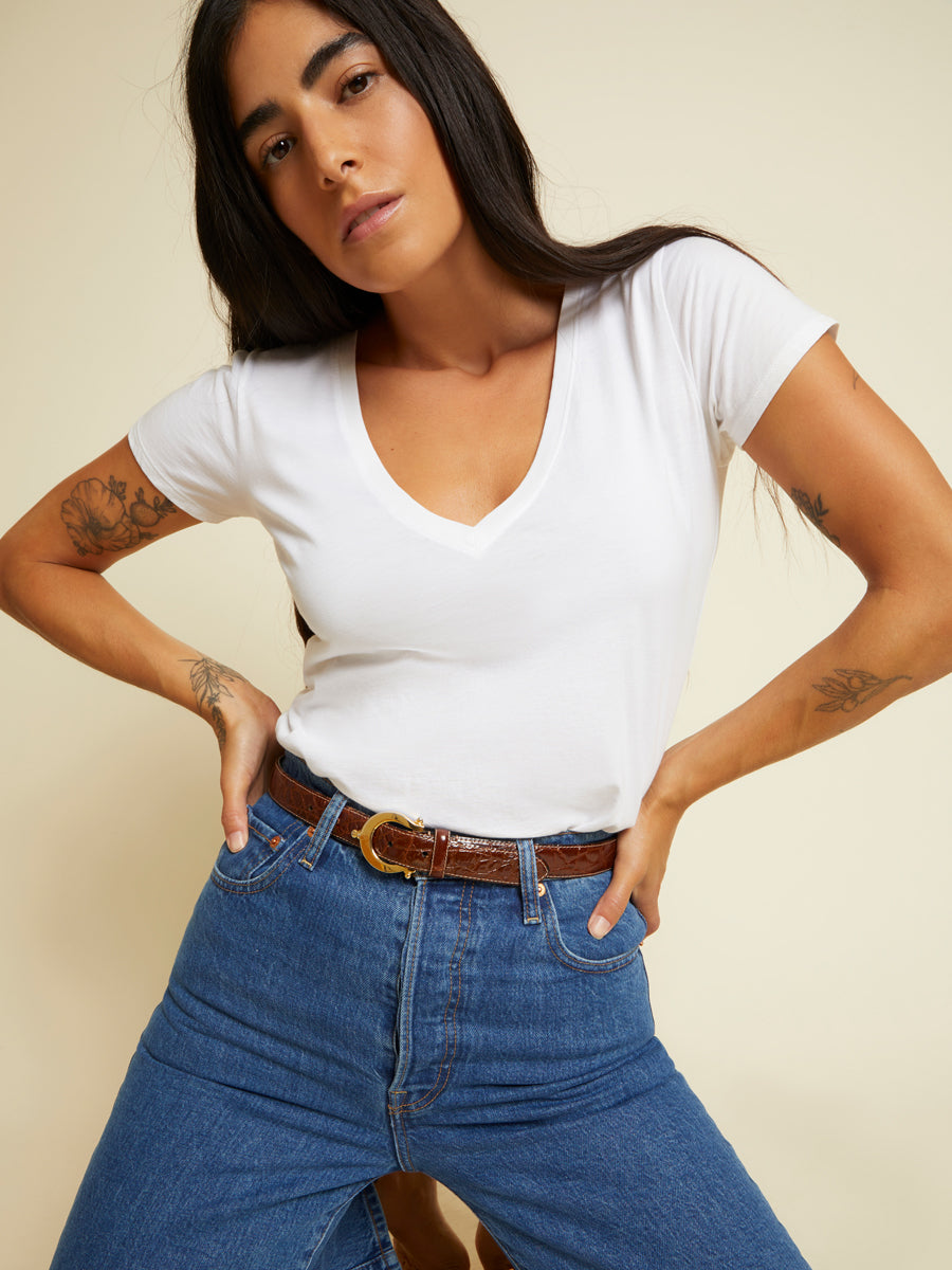 Nation LTD - Blair Ultra Deep V in White