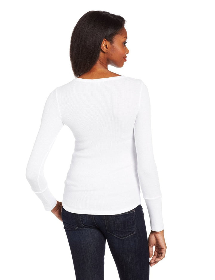 Splendid Splendid Women's Thermal Long Sleleve Henley Tee in White at Blond Genius - 2