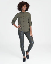 SPX - Faux Leather Camo Leggings #20185R Matte Green Camo