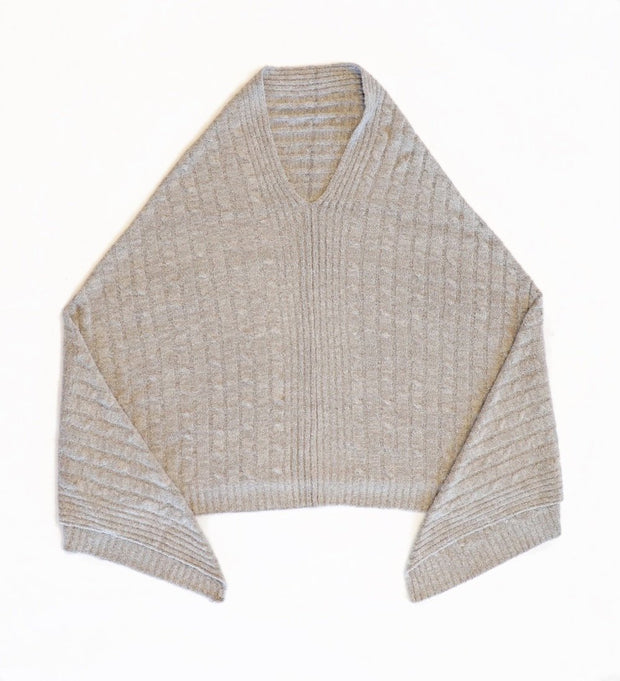 BAREFOOT DREAMS - Cozychic Lite Cable Poncho in Pewter/Silver