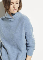 Vince - Funnel Neck Pullover in Heather Azurite