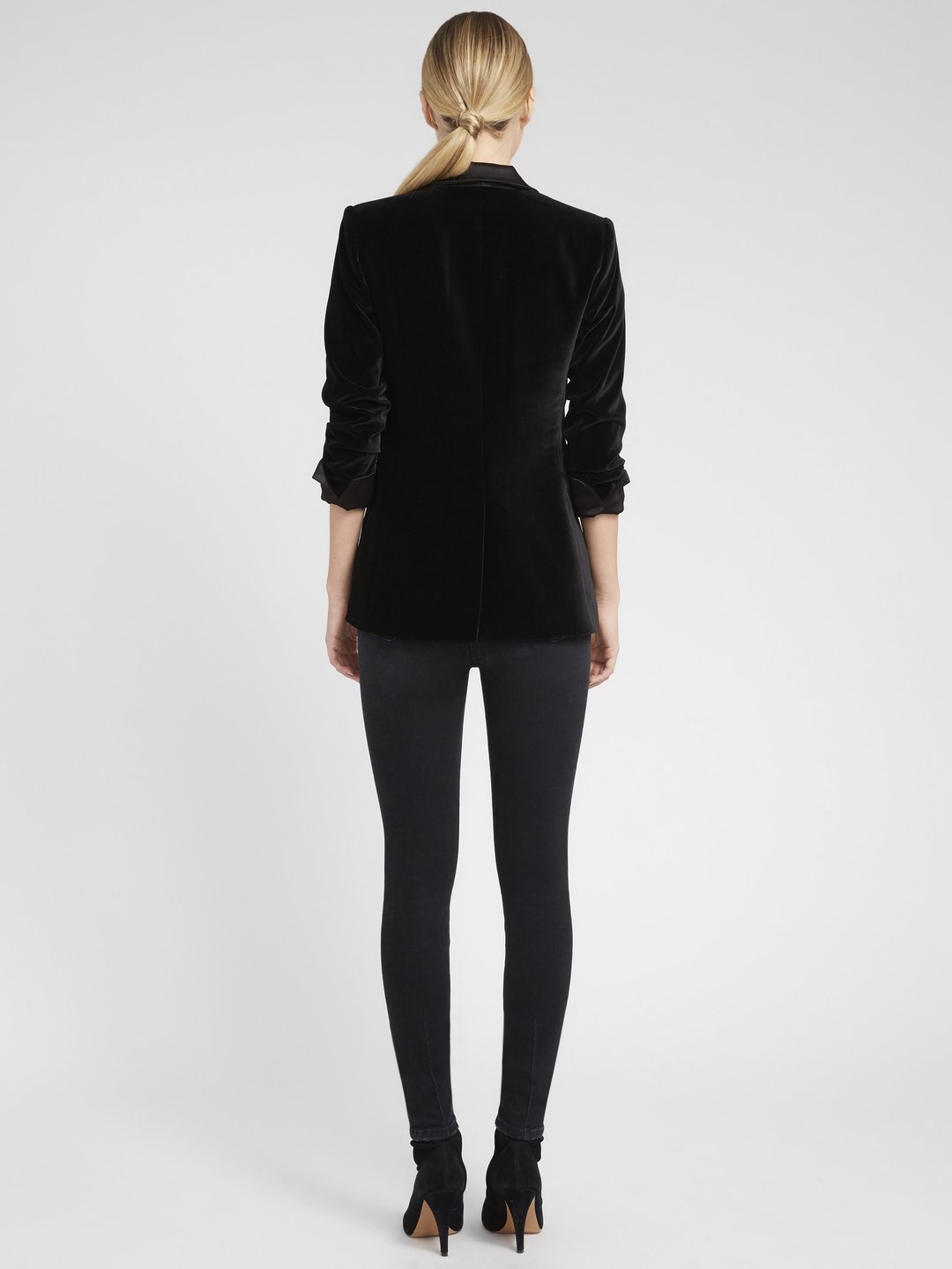 Alice + Olivia - Macey Pleated Sleeve Fitted Blazer Black