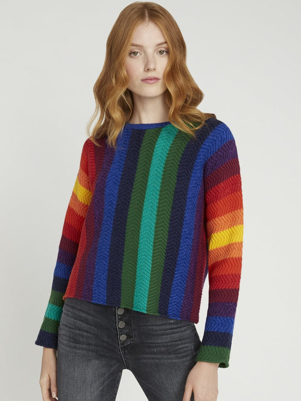 Alice + Olivia - Dessie Racked Rib Crewneck Pullover Multi