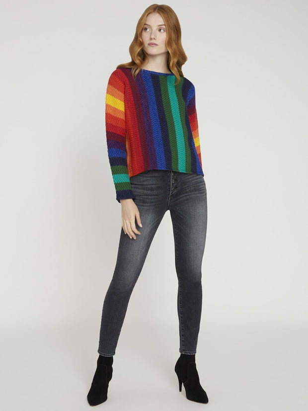 Alice + Olivia - Dessie Racked Rib Crewneck Pullover Multi