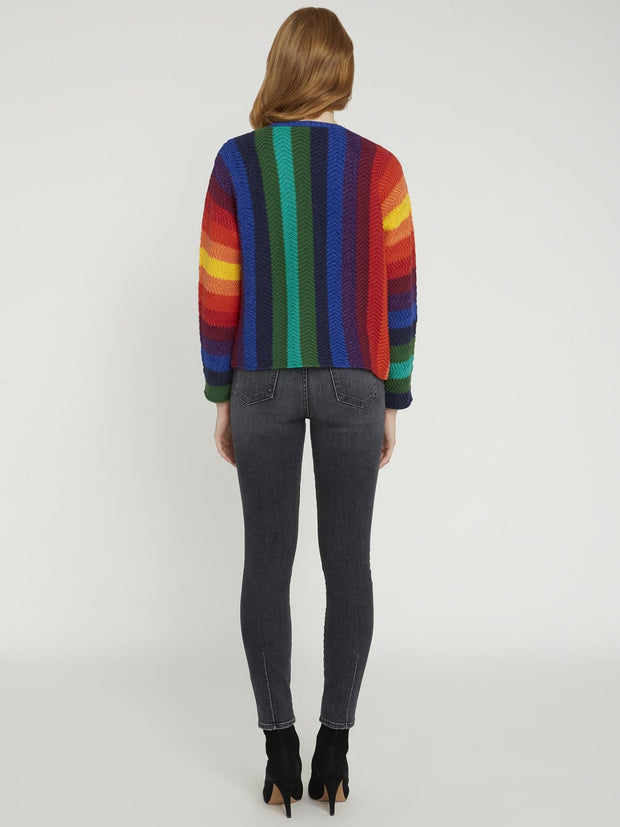 Alice + Olivia - Dessie Racked Rib Crewneck Pullover Multi