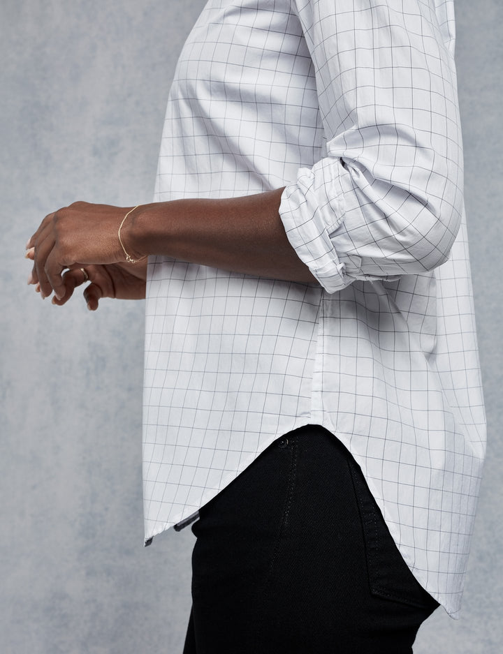 Frank & Eileen - Women's L/S Button Down in Thin Black Windowpane