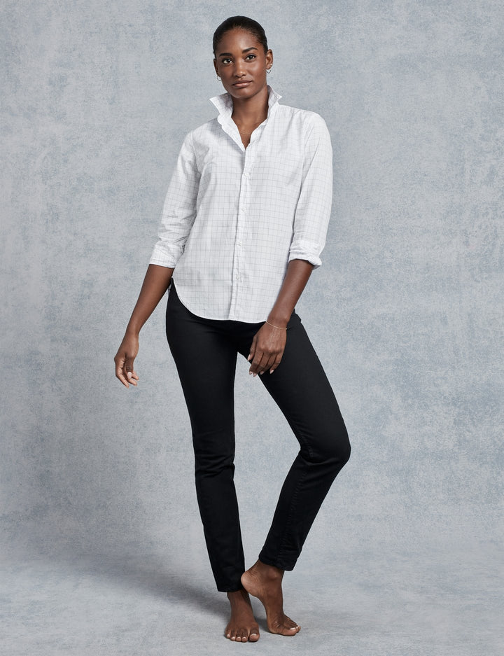 Frank & Eileen - Women's L/S Button Down in Thin Black Windowpane