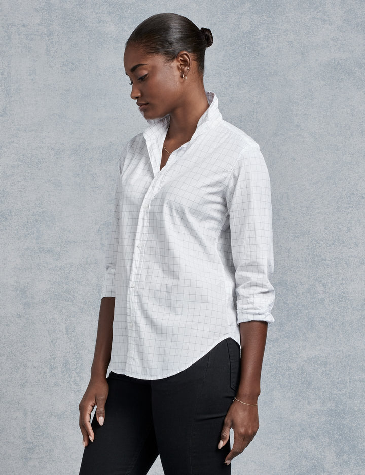 Frank & Eileen - Women's L/S Button Down in Thin Black Windowpane