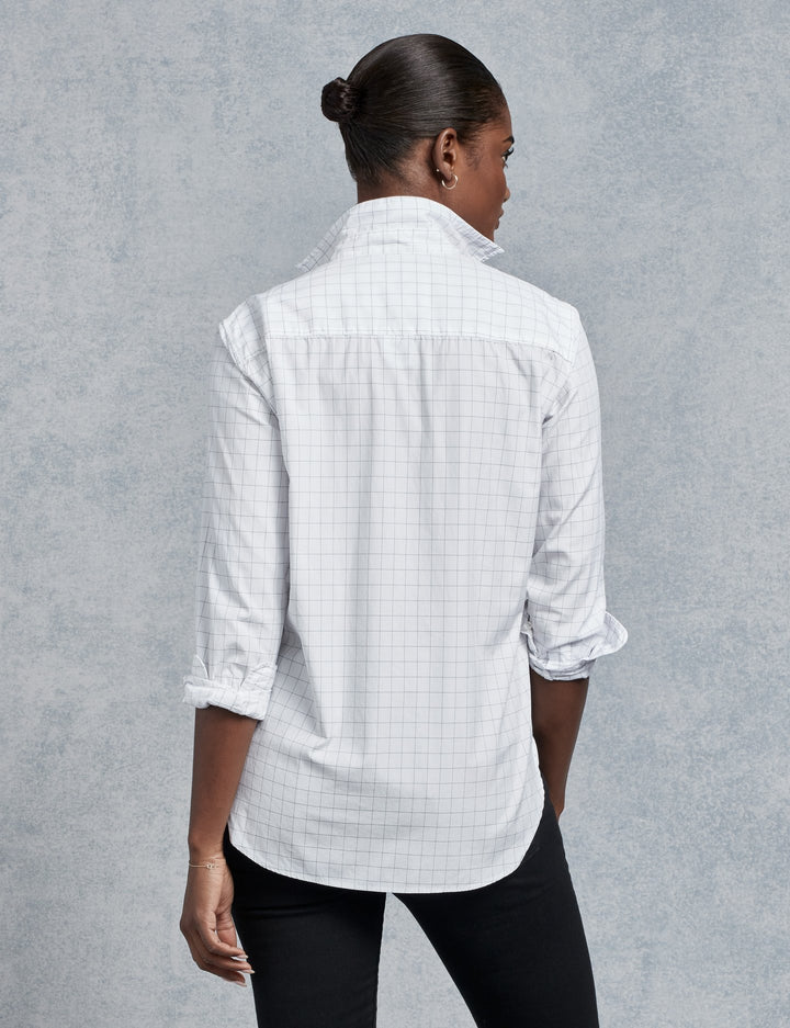 Frank & Eileen - Women's L/S Button Down in Thin Black Windowpane