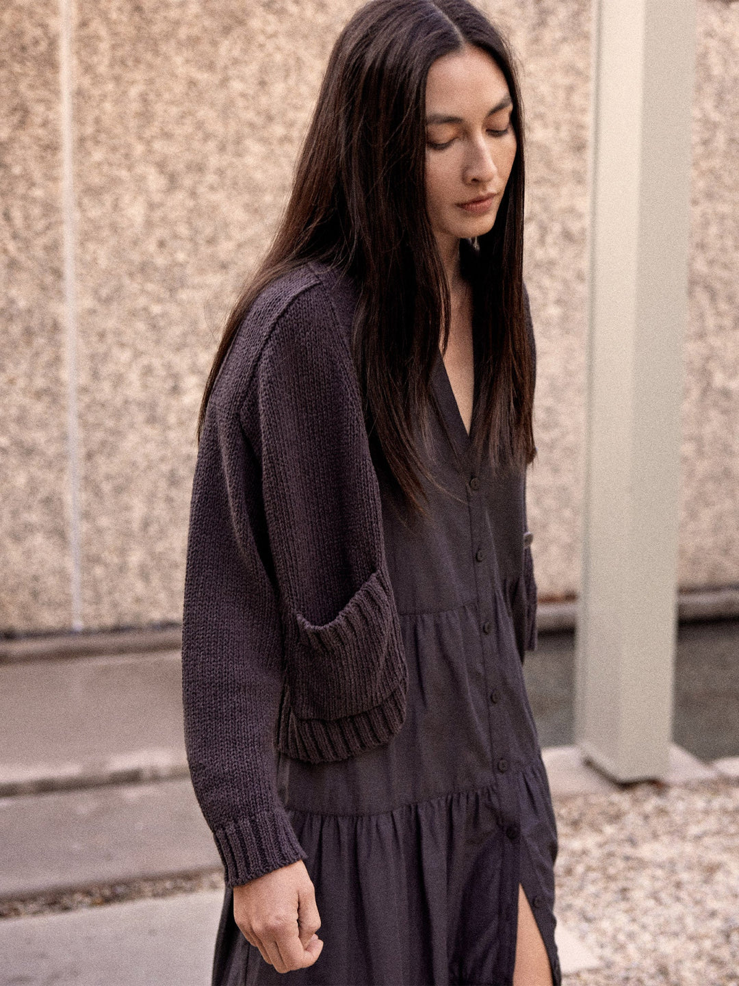 Brochu Walker - Cropped Cardigan in Washed Black