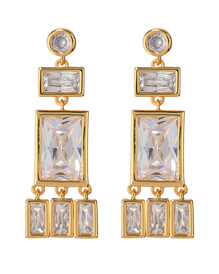 LUV AJ - Baguette Shaker Statement Studs in Gold