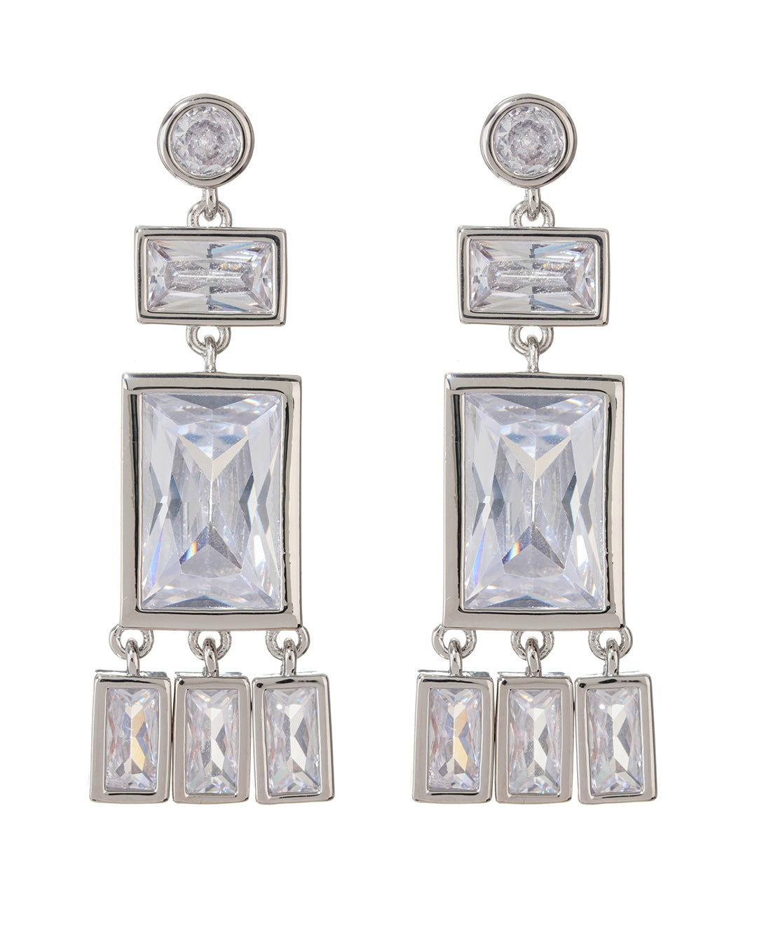 LUV AJ - Baguette Shaker Statement Studs in Silver