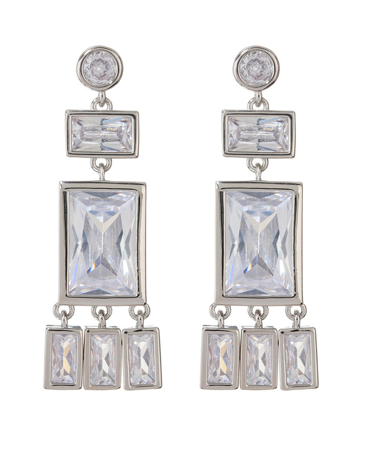 LUV AJ - Baguette Shaker Statement Studs in Silver