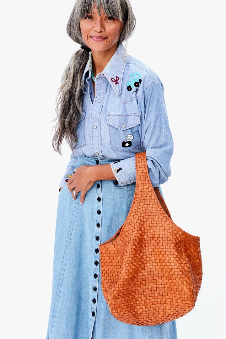 Clare V. - Bando in Natural Woven Checker