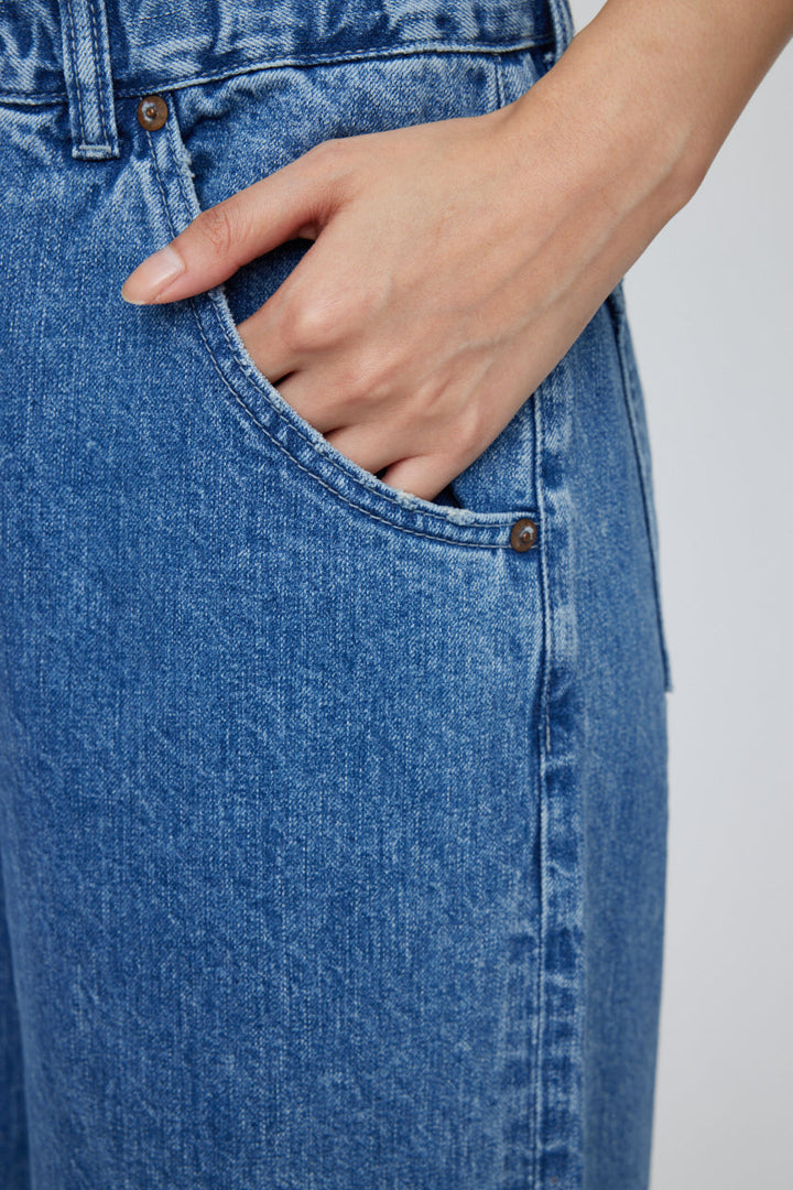 Moussy - MV Ivy Relax Wide Leg Pants in Blue