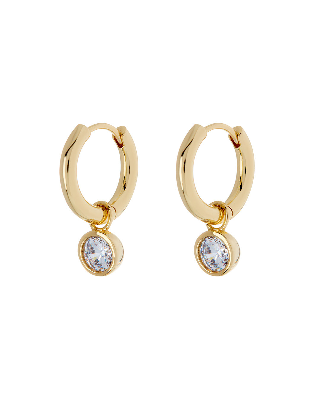 LUV AJ - Bezel Charm Huggies in Gold