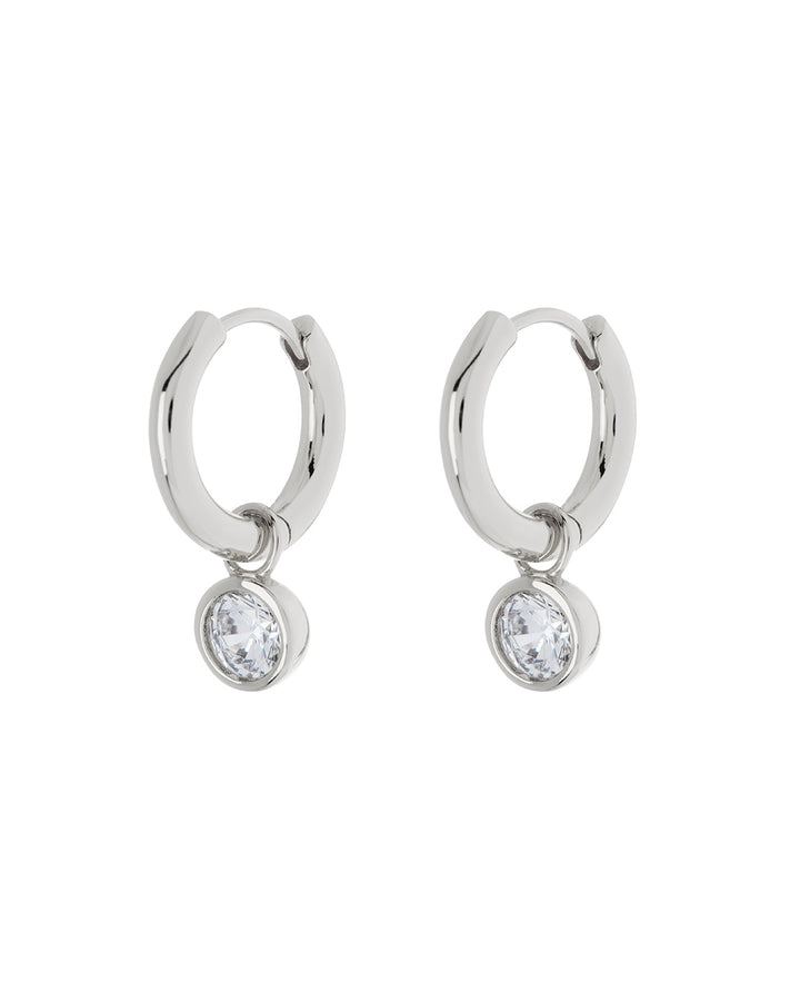 LUV AJ - Bezel Charm Huggies in Silver