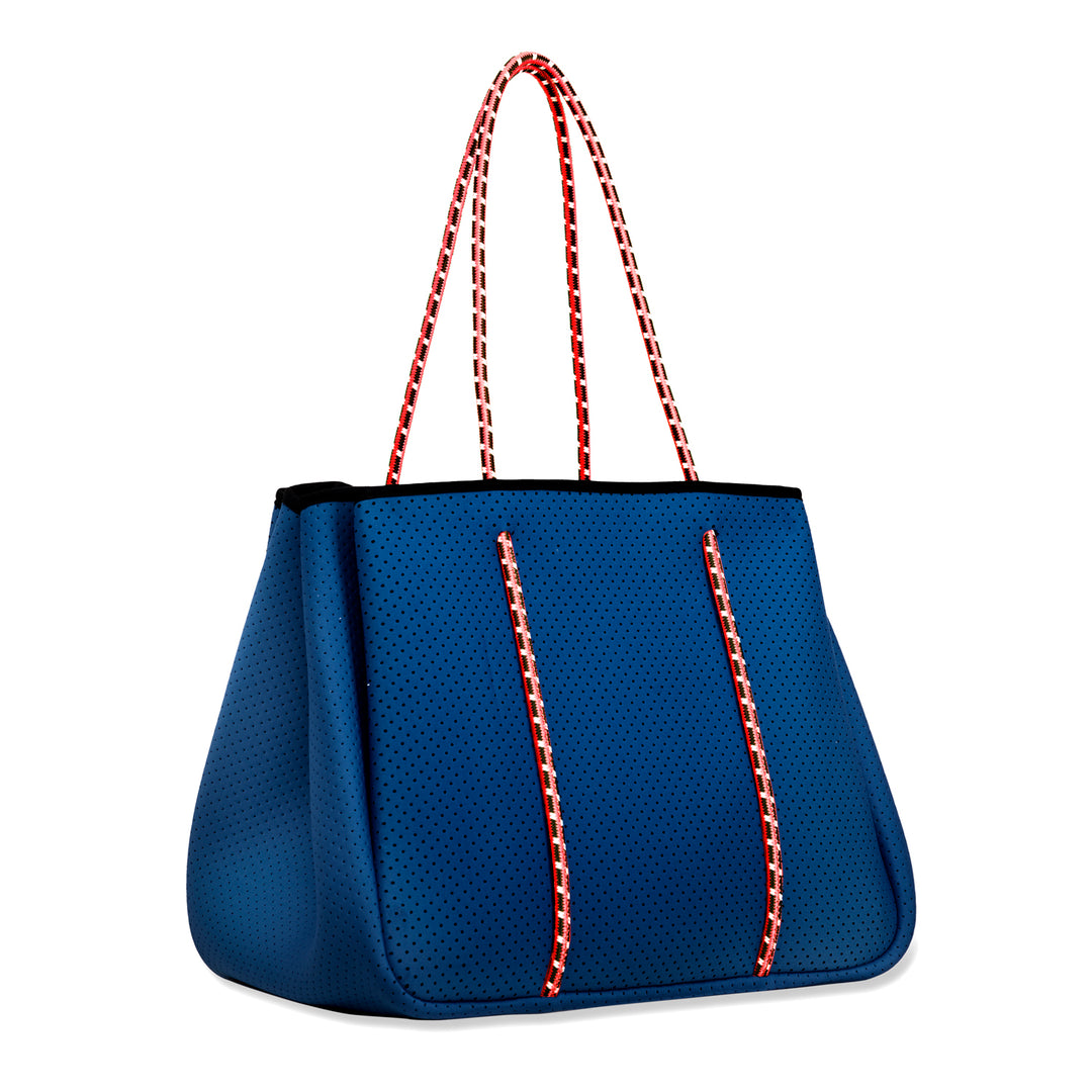 Annabel Ingall - Sporty Spice Neoprene Tote in Cobalt with Coral Straps