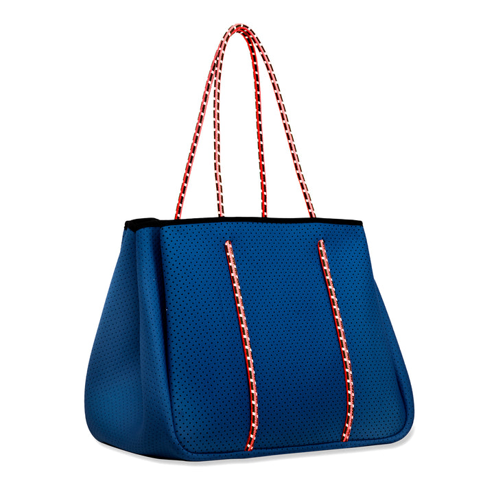 Annabel Ingall - Sporty Spice Neoprene Tote in Cobalt with Coral Straps