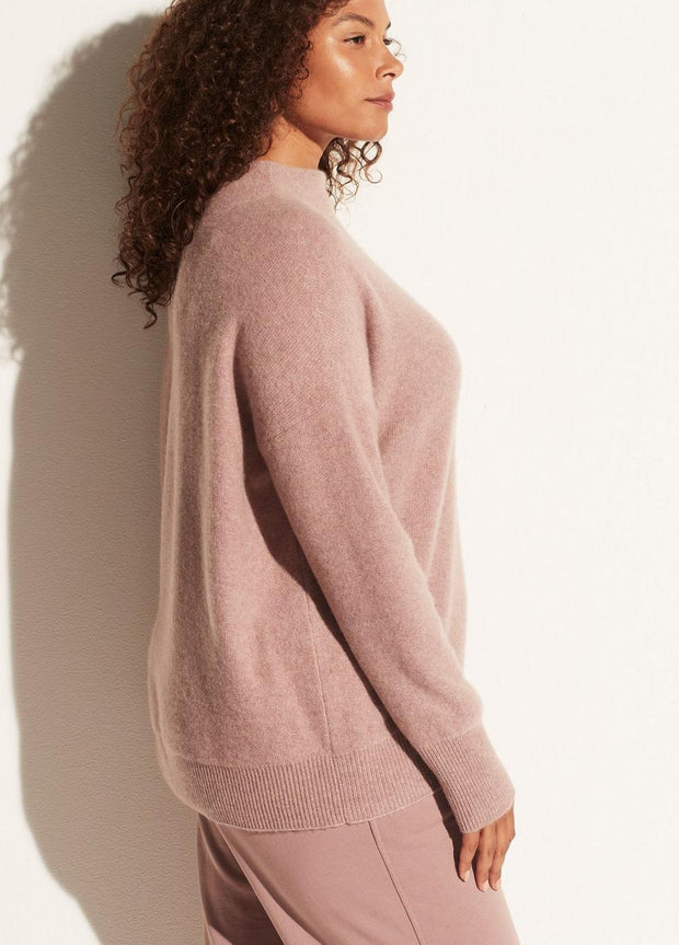 Vince - Boiled Funnel Neck Pullover in Pink Shell | Blond Genius