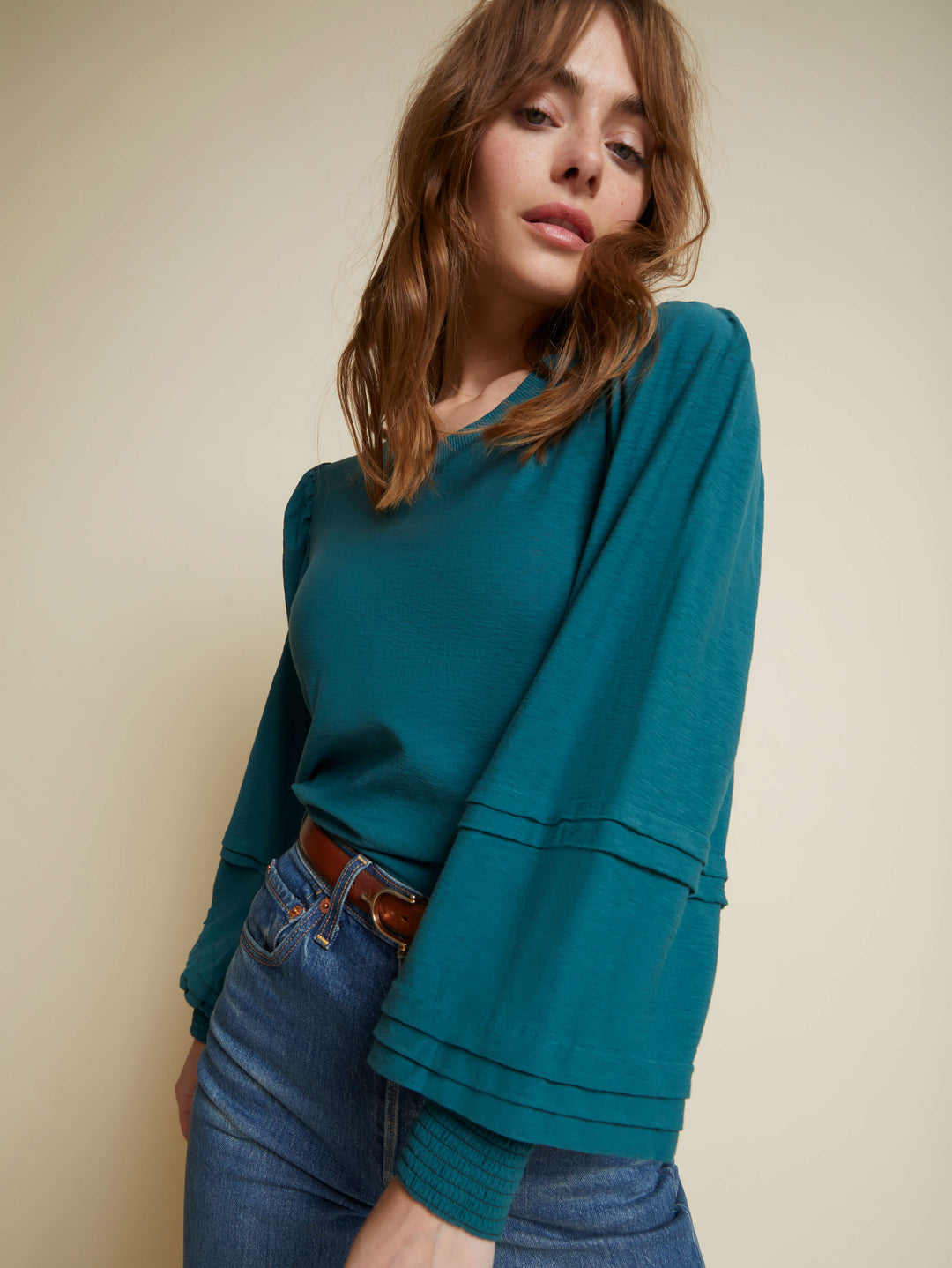 Nation LTD - Caitlyn Drama Sleeve Tee in Deep Teal