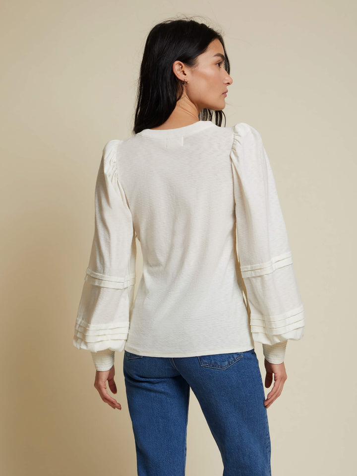 Nation LTD - Caitlyn Drama Sleeve Tee in Off White