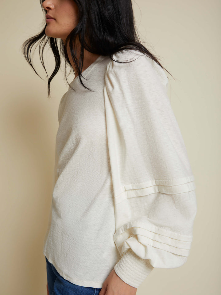 Nation LTD - Caitlyn Drama Sleeve Tee in Off White