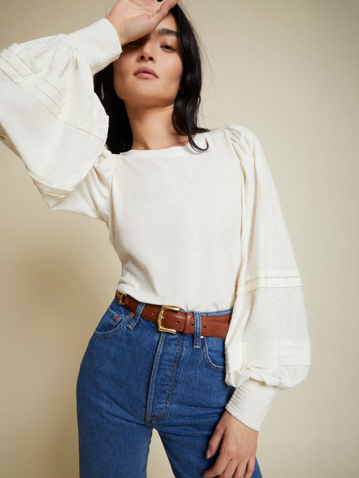Nation LTD - Caitlyn Drama Sleeve Tee in Off White