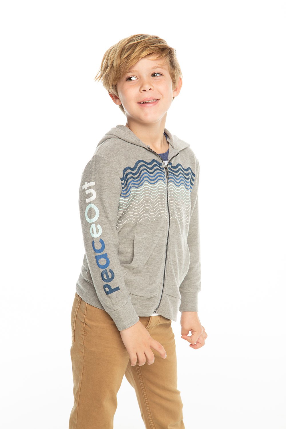 Chaser Kids - Boys Cozy Knit L/S Zip Up Hoodie in Heather Grey