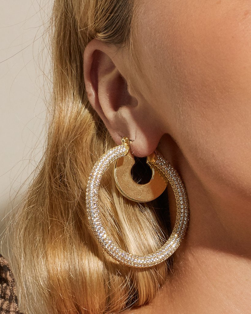 LUV AJ - Pave Amalfi Hoops in Gold
