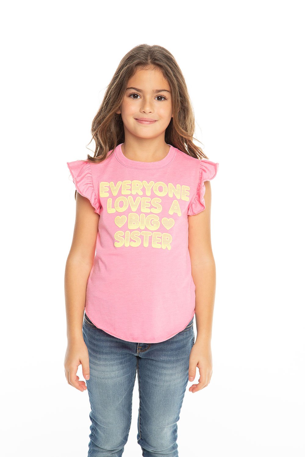 Chaser Kids - Girls Vintage Jersey Flutter Sleeve Shirttail Tee in Princess Pink
