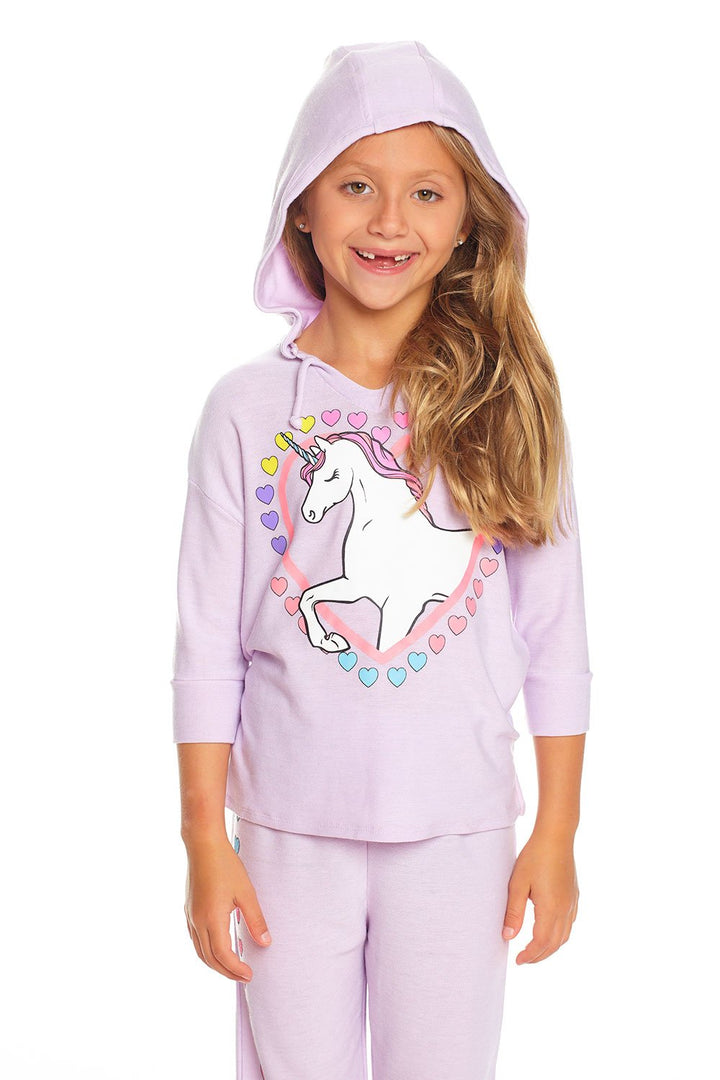 CHASER - Girls Cozy Knit 3/4 Sleeve Pullover Unicorn Hoodie