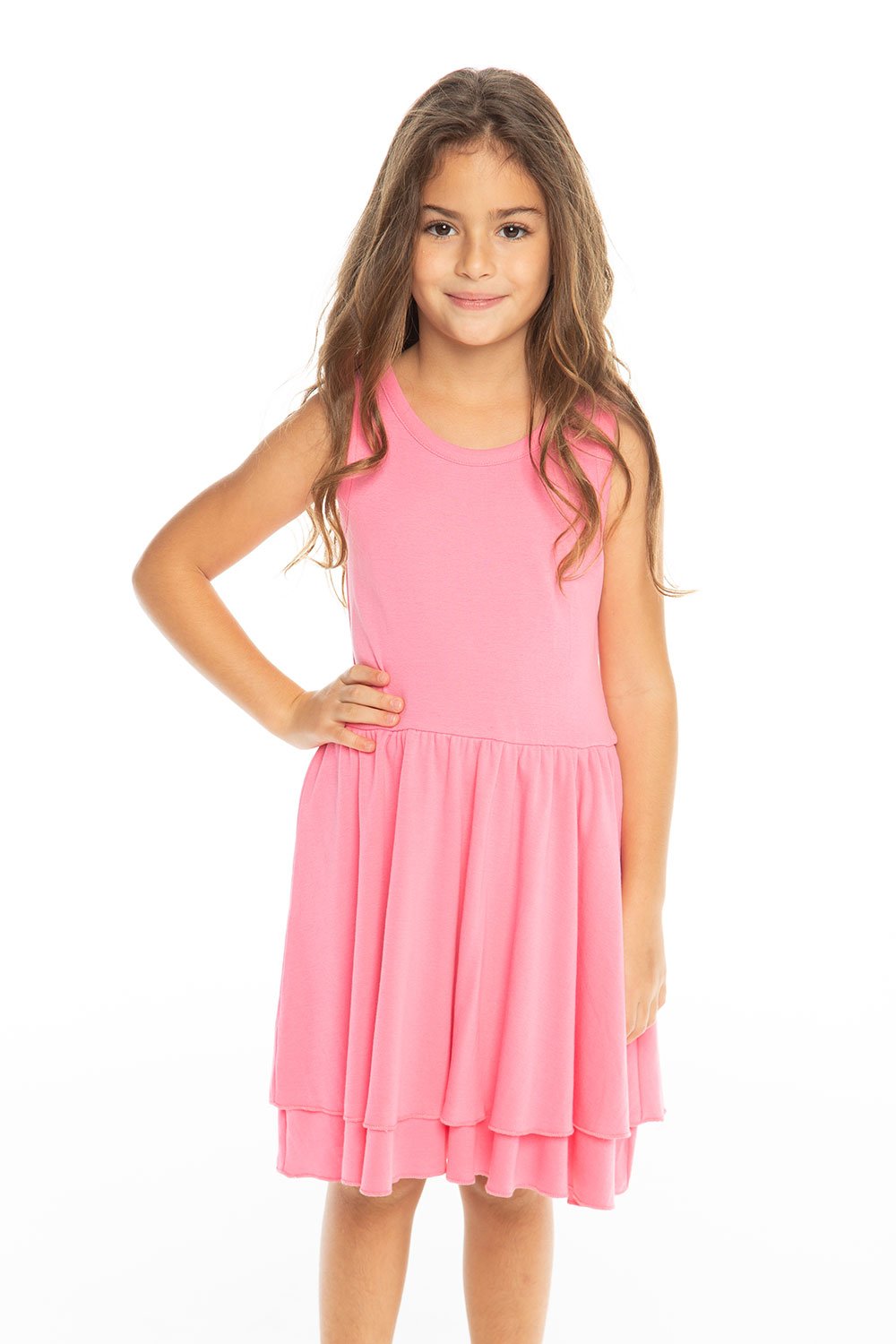 Chaser Kids - Girls Baby Rib Tiered Tank Dress in Bliss