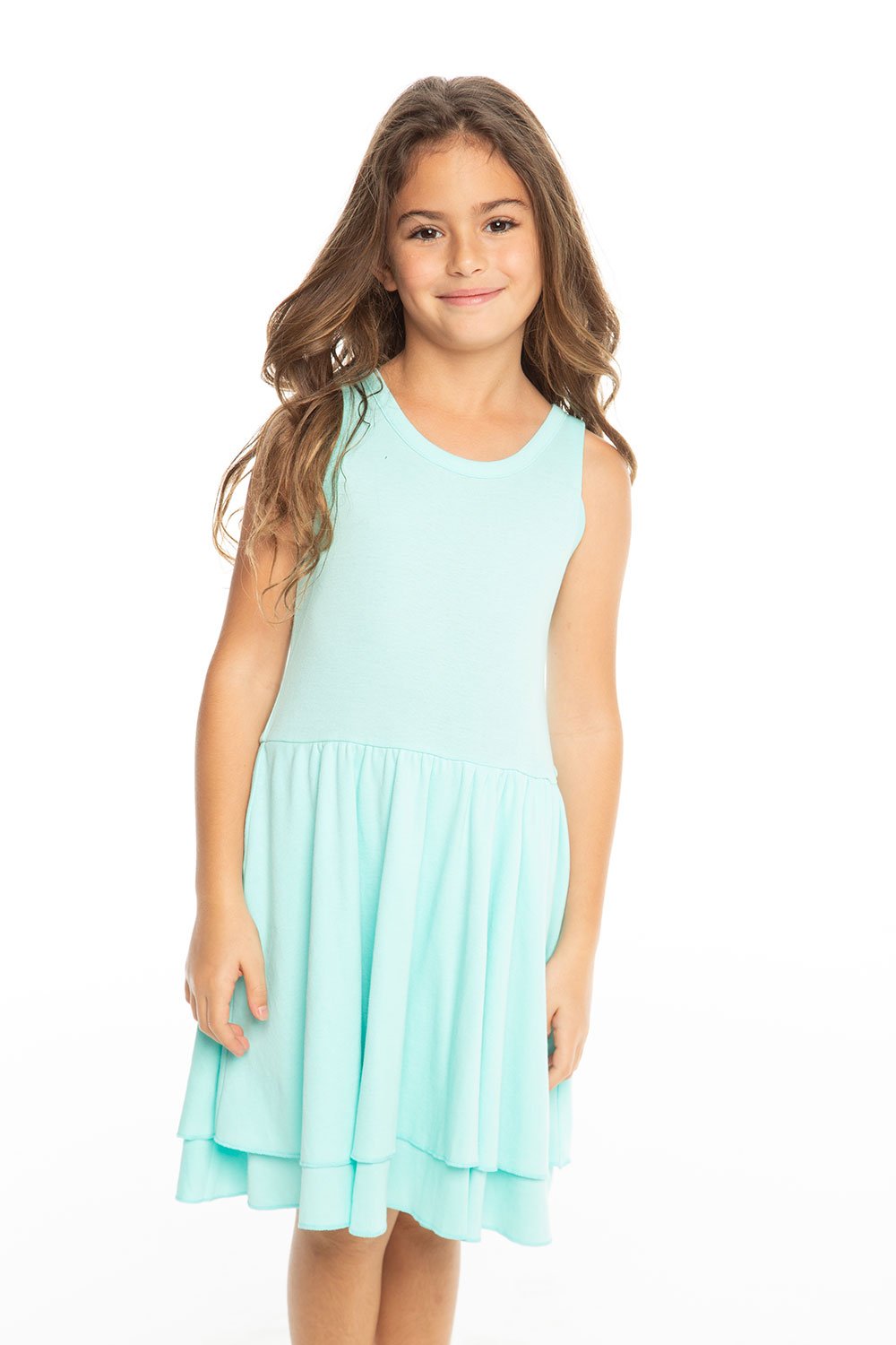 Chaser Kids - Girls Baby Rib Tiered Tank Dress in Paradise