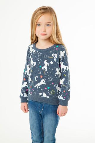 CHASER- Girls Love Knit Raglan Pullover Unicorn Fantasy