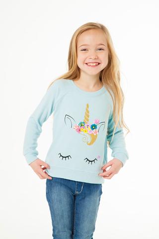 CHASER- Girls Love Knit Raglan Pullover Unicorn Face