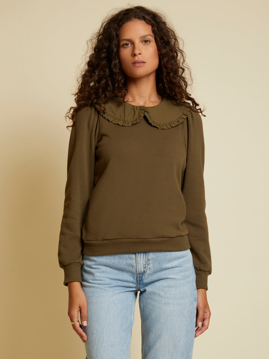 Nation LTD - Coco Sweatshirt with Collar in Lagoon Clothing - Sweatshirts
