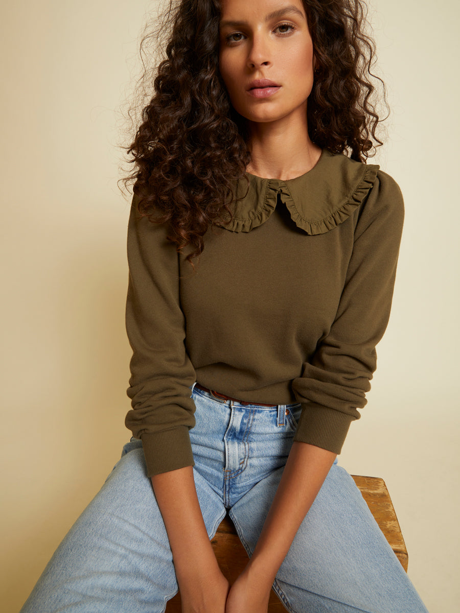 Nation LTD - Coco Sweatshirt with Collar in Lagoon Clothing - Sweatshirts