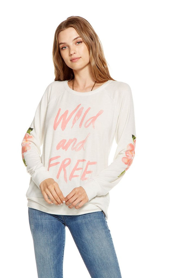 Chaser - Wild & Free Love Knit Long Sleeve Raglan Pullover