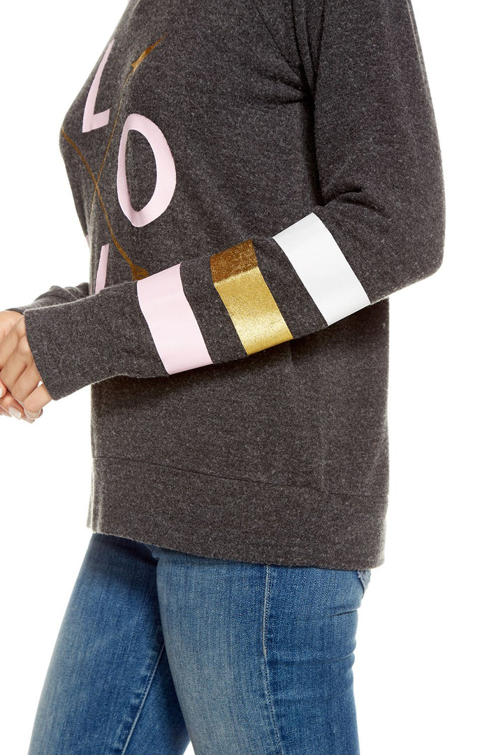 Chaser - Love Knit Long Sleeve Raglan Pullover Love Arrows