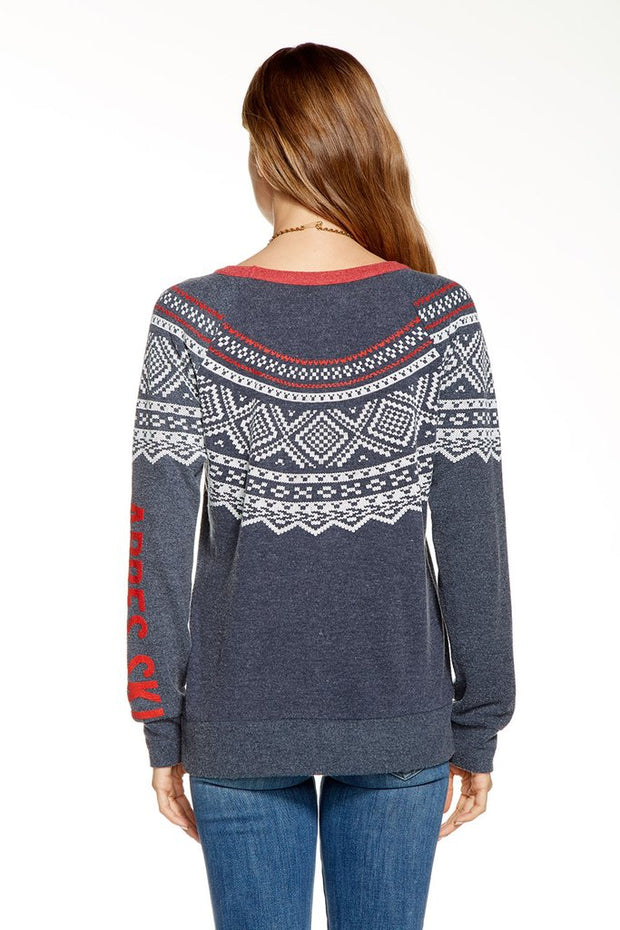 Chaser - "Apres Ski" Love Knit Long Sleeve Raglan Pullover